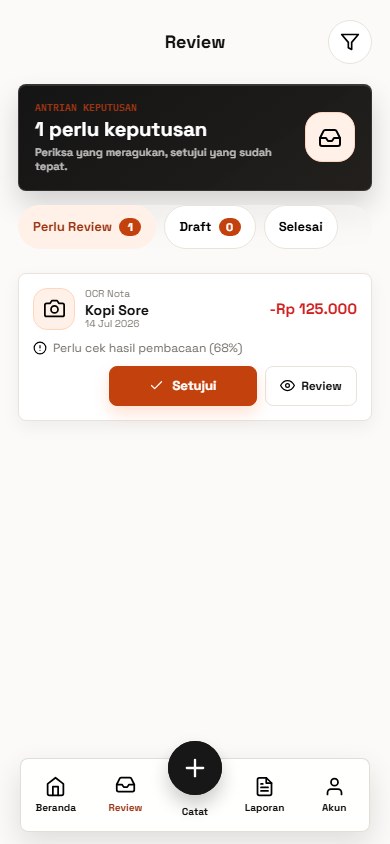 Antrean transaksi pada tab Perlu Review